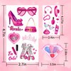 JUNEBRUSHS 15 sheets Pink Temporary Tattoos for Pink Princess Birthday Kiss Tattoos Temporary Pink for Kids Girl Woman Adult Pink Party Supplies with a Makeup Case