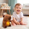 NXNYNZ Capybara Breathing Stuffed Animal, Anxiety Relief Capybara Sleeping Plush with Realistic Breathing Motion and Soothing Music Lights Portable Plushies Birthday Gifts for Adults and Kids