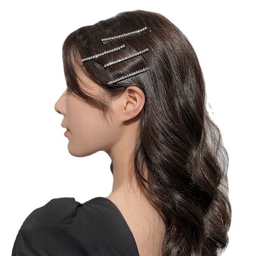 Iaceble Silver Shinny Crystal Hairpin Clip Barrette Bohemia Cz Row Hair Barrettes Metal Crystal Hairclips Decorative Sparkly Crystal Bobby Pin Hair Accessories for Women and Girls Headdress 4Pcs