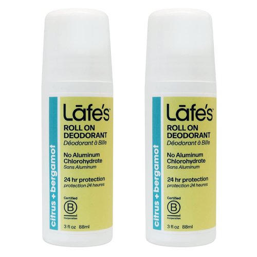 Lafe's Natural Deodorant | 3oz Roll-On Aluminum Free Natural Deodorant for Men & Women | Paraben Free & Baking Soda Free with 24-Hour Protection | Citrus & Bergamot - Formerly Active | 2 Pack | Packaging May Vary