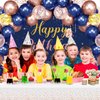 72 Pieces Birthday Decorations for Women Girls Included Backdrop Tablecloths Balloons Floral Garland Happy Birthday Party Supplies for Ladies Birthday Party Decor (Blue Pink)