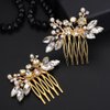 Teyglen 2pcs Bridal Crystal Hair Comb Gold Rhinestone Bride Wedding Hair Comb with Pearl Wedding Hair Accessories Sparkly Rhinestone Headpiece for Women Girls