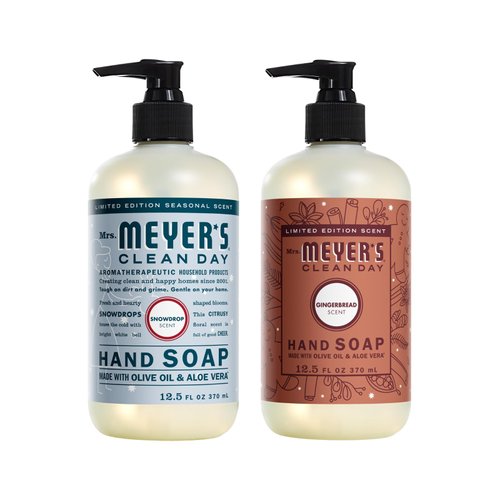 MRS. MEYER'S CLEAN DAY Variety, 1 Mrs. Meyer's Liquid Hand Soap 12.5 OZ, 1 Mrs. Meyer's Liquid Hand Soap, 12.5 OZ, 1 CT (Snow Drop + Gingerbread)