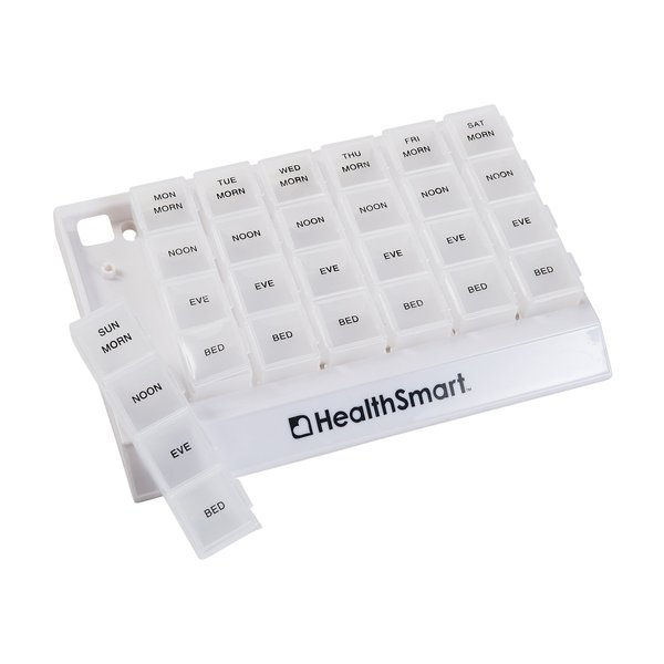 HealthSmart Weekly Pill Organizer 3 Times A day, Medicine Organizer for Morning, Noon, Evening, and Night, Travel Pill Organizer, With Storage Tray, Clear (Pack of 1)