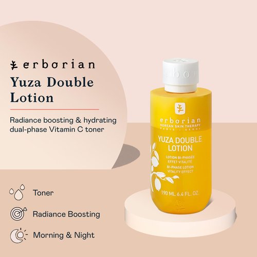 Erborian Face Lotion & Vitamin C Toner, Yuza Double Lotion - Radiance-Boosting & Hydrating Dual-Phase Vitamin C Toner (6.4 Fl Oz) - For All Skin Types