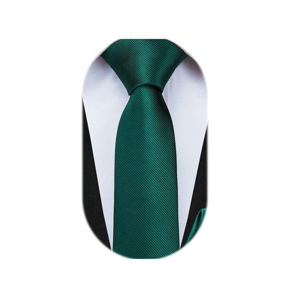 Dubulle Dark Green Boys Ties and Handkerchief Self Green Tie for Kids School Uniform