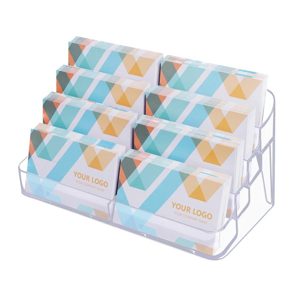 Plastic Business Card Holder for Desk, Clear Acrylic Business Card Organizer, 8 Pockets 4 Layers Business Card Display Stand for Office, 2 Packs