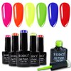 eodci Neon Gel Nail Polish Set, Summer Bright 6 Colors Hot Pink Green Navy Blue Red Orange Yellow Nail Gel Kit Soak Off Nail Art Design Manicure DIY at Home Salon Gifts for Women