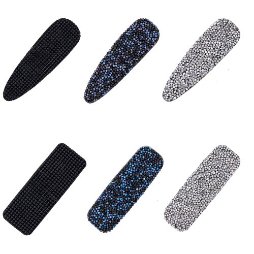 Rhinestone Hair Clips for Women and Ladies Shining Crystal Snap Clips Different Color Rhinestone Hair Pins Hair Barrettes for Party Wedding Daily Girls Hair Decorative (Black blue gray)