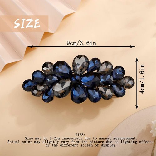 Aimimier Flower Crystal Hair Clip Fashion Rhinestone Barrettes Alligator Snap Hair Clips Ponytail Holder Bridal Hair Accessories for Women Girls (Blue)