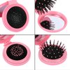 TOSAMZOO 3PCS Folding Travel Hair Brush with Mirror, Mini Comb/Wet Brushes, Compact Purse Pocket Hair Massage Combor for Women and Girls（Pink）