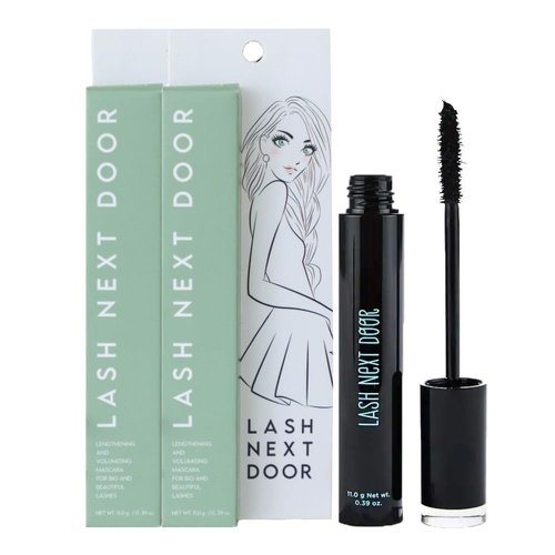 Lash Next Door Water Resistant Mascara Black Volume and Length - No Clump Volumizing Mascara for Thickening and Lengthening - Smudge Proof Lashes by Brooklyn and Bailey (2 Pack)