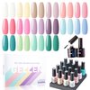 Gellen Gel Nail Polish, 16 Colors Gel Nail Polish Set, Soak off Uv Gel Polish Set, Pastel Colors U V Gel Polish Nails Kit with Gel Top Coat and Gel Base Coat, For Gift