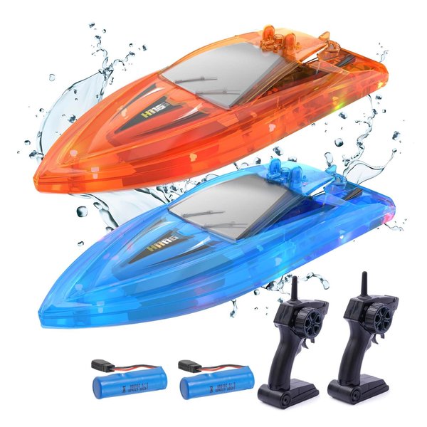 Detsnik H116 2Pack Remote Control Boat for Boys and Girls 4-7,8-12, Mini Remote Control Boat for Pools and Lakes with Whole Body Waterproof,Rechargeable Battery,Low Battery Alarm,2.4GHz,12+KMH