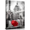 Red Umbrella At St Pauls Cathedral Canvas Wall Art Picture Print (36x24in)