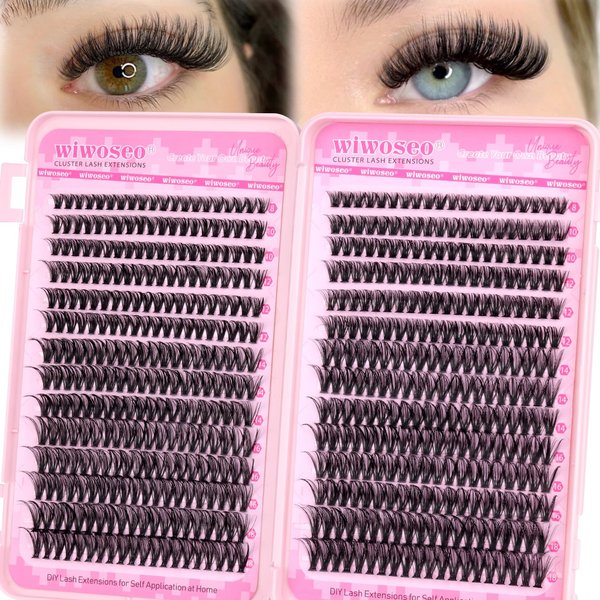 wiwoseo Wispy Lash Clusters Eyelash Extensions Natural Eyelash Clusters 560pcs Individual Lashes 40p+50p DIY Lash Extensions Cluster Lashes Natural Look Lashes Clusters for Beginners (8-18MM)