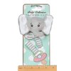 Bearington Collection Baby Pacifier Holder Clip for Baby Girls & Boys | Lil’ Spout Plush Gray Elephant Binkie & Paci Clip | Non Silicone | Satin Leash, Strap, & Binky Clip