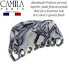 Camila Paris CP2958 French Hair Ponytail Holders Ties, Flower, Handmade, Gray, Strong Hold Grip Hair Clips for Women, No Slip and Durable Styling Girls Hair Accessories, Made in France
