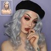 AFBeauty Short Wig Lace Front Wigs for Women Grey Colorful Wavy Wig Glueless Lace Wigs Heat Resistant Fiber Hair Synthetic Lace Front Wigs Silver Frontal Bob Wigs Daily Cosplay Wig 14 Inch