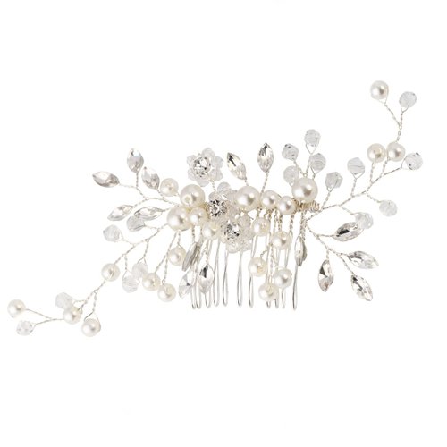 Flower Crystal Bridal Hair Comb Clip for Brides, Bridal Head Pieces Hair Pieces Wedding Hair Accessories for Women Girls Bride Bridesmaid