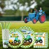 Tractor Party Supplies Decorations, Disposable Kids Birthday Paper Plates and Napkins Set with Cups and Straws for 24 Guests, 120 Pcs Party Dessert Dinnerware