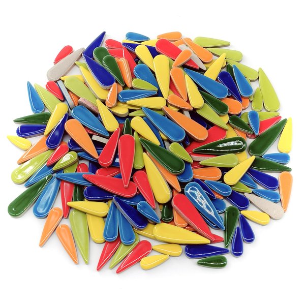EDFLIFE Glazed Ceramic Tiles for Crafts, Tear Drop Porcelain Mosaic Tiles for Crafts, 1.1LB Leaf Petal Tiles for Mosaic Art Projects and Outdoor Decorations (Drop Mixed)