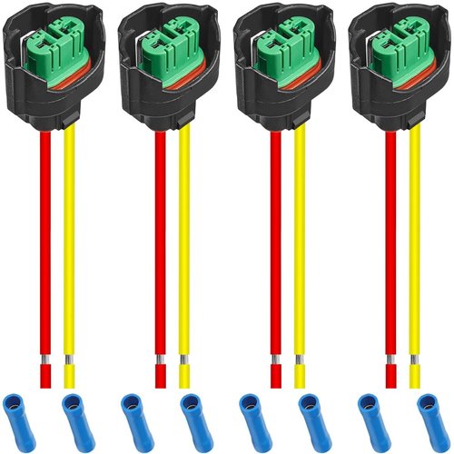 MKBKLLJY 4PCS H11 H9 H8 Female Adapters Wiring Harness Sockets Wire Pigtails 18AWG with Cold Pressed Connector for Car Truck Boat Motorcycle Marine Headlights Fog Light Lamps Bulbs