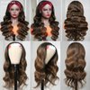 Julia Hair Ombre FB30 Colored Body Wave Headband Wig Human Hair Wigs for Women Brazilian Balayage Blonde Highlight Wavy Wigs Wear And Go None Lace Human Hair Wigs 150% Density 22inch