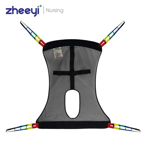 ZHEEYI Full Body Universal Patient Lift Sling Mesh Medium with Commode Opening for Shower Toileting, Gray