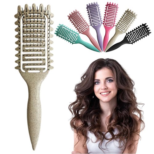 Curl Defining Brush,2024 Curly Hair Brush,Vented Hair Brush for Detangling, Shaping and Defining Curls For Women and Men Less Pulling (Beige)