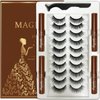 7C SevenCrown Magnetic Eyelashes with Eyeliner Kit - Magnetic Lashes Natural Looking,Upgraded Long Lasting,10 Pairs 3D Reusable 5 Magnet False Eyelashes with Applicator Easy to Apply 4 Brown liner