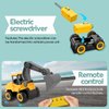TOYTWIST Take Apart Toy Excavator with Electric Screwdriver, Hands-on Skill Remote Control Toy Car Construction Set Indoor/Outdoor Play STEM Learning Game, Toy for 6+ Boys and Girls