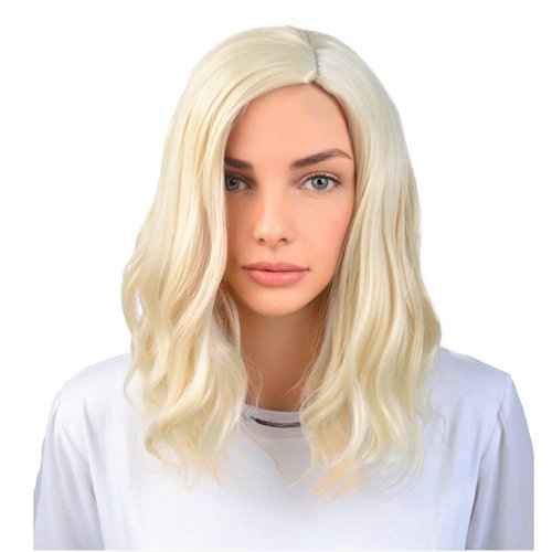 BERON 14" Women Girls Short Curly Wavy Wig Rose Net with Wig Cap (Light Blonde)