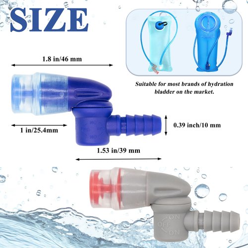 Hydration Bite Valve Replacement Mouthpiece for Hydration Bladder Hydration Pack Bite Valve Silicone Nozzle of Most Brands, 360-Degree Manual Switch Valve (Red+Blue)
