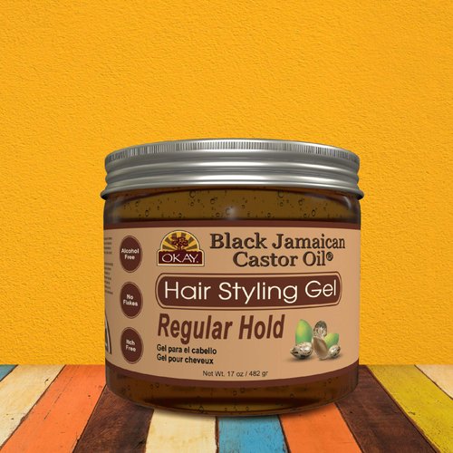 OKAY BLACK JAMAICAN HAIR STYLING GEL, REGULAR HOLD 17OZ