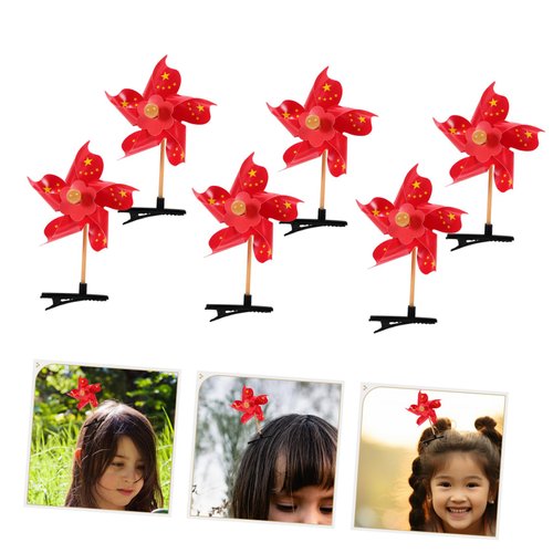 DOITOOL 20 Pcs Windmill Hairpin Pinwheel Hair Bows Sprout Clips Pinwheel Hair Clip Chinese Style Hair Clips Hair Claw Clips Hairclips Small Windmill Hair Clips Child Metal China Christmas