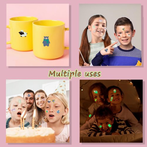 30 Sheets 380PCS Temporary Tattoos for Kids Glow in the Dark Tattoos for Boys Girls Birthday Decorations Face Makeup Tattoos Stickers, Holiday Party Supplies