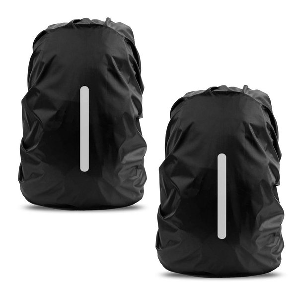 LAMA 2pcs Waterproof Rain Cover for Backpack, Reflective Rainproof Protector for Anti-dust and Anti-Theft S 18L-25L Black