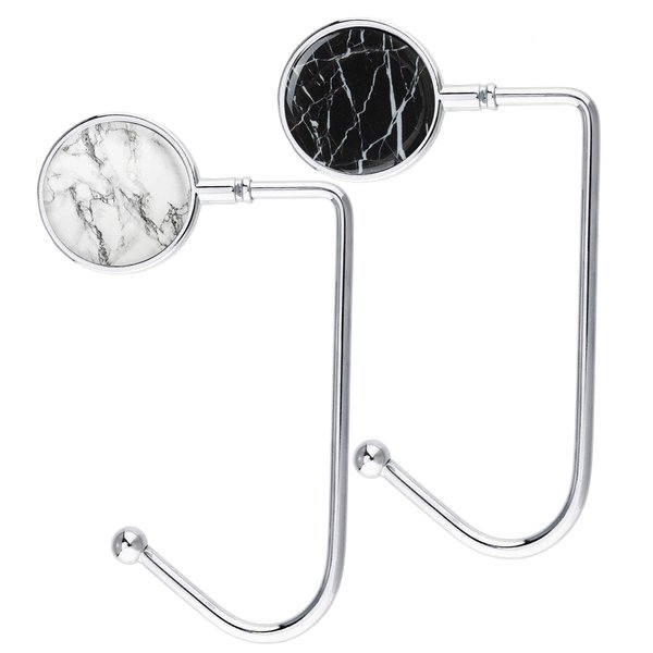LESHIRY Purse Hook Hanger, Purse Table Hook Holder Bag Hanger, Handbag Storage Decor Table Hook for Women (White+Black Marble Hook)