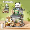 Mini Building Blocks Set - Foldable Bamboo Panda Tea Shop Creative Construction Building Toy 860 Pcs Mini Bricks for Boy Girl Age 7+(Panda)