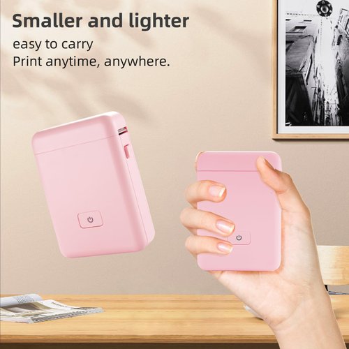 vretti Label Maker Machine with Tape, HP2 Portable Bluetooth Label Printer for Storage, Shipping, Barcode, Office, Home, Organizing Mini Sticker Label Maker with Multiple Templates (Pink)