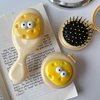 Hofar 2PC Mini Cheese Hair Brush for Purse, Small Portable Pocket Hair Brush with Mirror for Girls, Travel Size, Yellow