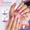 morily 24pcs Press on Nails Medium Length Almond Fake Nails Kit Long Ombre Pink Acrylic False Nails with White Cloud Design Crystal Artificial Glossy Stick on Nails Finger Manicure for Women and Girls