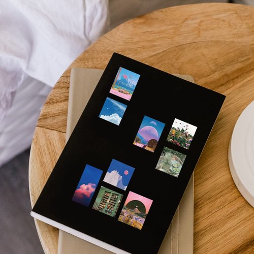 206Pcs Landscape Nature Stickers, 4 Themes Water Bottle Stickers, Waterproof Cool Stickers, Aesthetic Sky Plants Sunset Scenery Stickers for Water Bottles, DIY Crafts Laptop Album (4 Color)