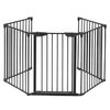 Bonnlo 120.5-Inch Metal Fireplace Fence Guard 5-Panel Baby Safety Gate/Barrier/Play Yard with Door Christmas Tree Fence Hearth Gate for Kids/Pet/Toddler/Dog/Cat, Black