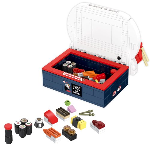 Brickcraft Officially Licensed Sanrio Hello Kitty bento Box with Detailed face and Mini Sushi Builds Included 191 Pieces Multicolored Brick Building Set