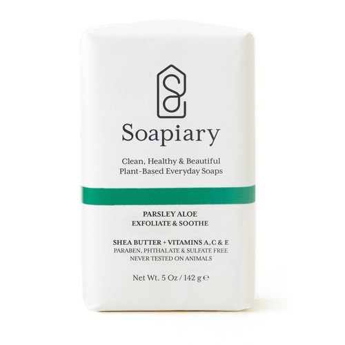 SOAPIARY Luxury Triple Milled Soap Bar - Natural Vegan Plant-Based Hypoallergenic Bath Soaps – Parsley Aloe, Single Bar