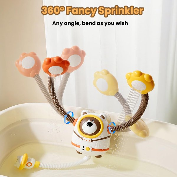UBRAVOO Baby Bath Toy, Battery Operated Bathtub Water Pump with 2 Bath Shower Head Toys, Swimming Bath Toys for Infants Toddlers Kids