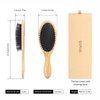 SIXPLUS Bamboo Hair Brush For Women Men Natural Bamboo Paddle Detangling Hairbrush For Thick Curly Thin Long Short Wet/Dry Hair Smoothing Massaging Scalp