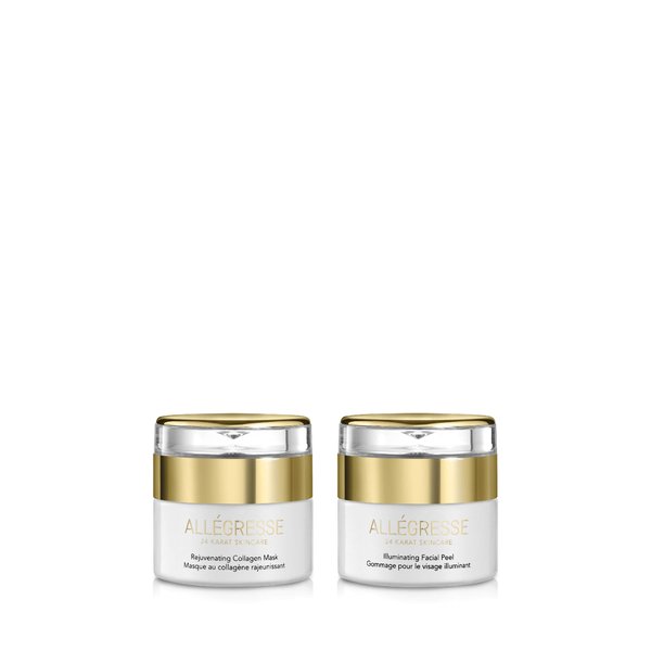 Allegresse 24 Karat Rejuvenate Illuminate Facial Peel and Collagen Mask | Reducing Lines and Wrinkles | Smooth Texture & Glowing Finish | For All Skin Types | 2 Piece Set